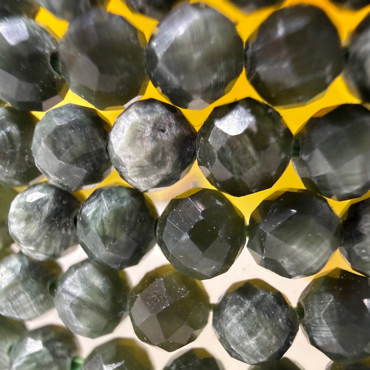Wholesale 6 Pcs 4mm Seraphinite Faceted Natural Crystal 7.5"