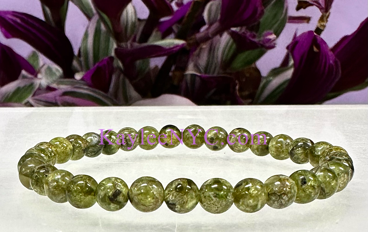5-6mm Natural Peridot Crystal Healing Stretch Bracelet 7.5"