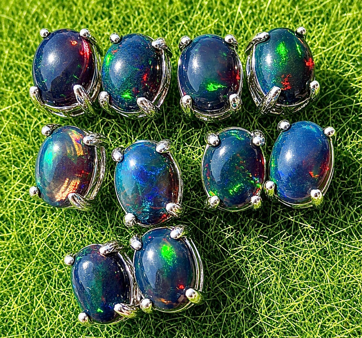 Black Opal Stud Earring 5x7mm