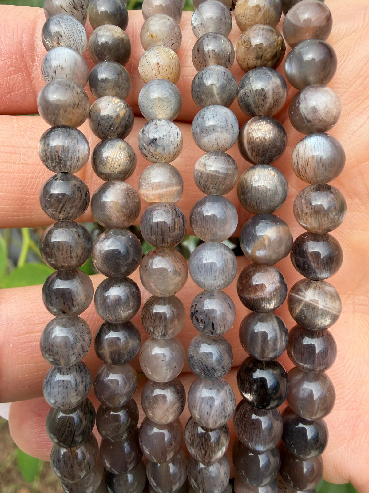 Natural Black Moonstone 5-6mm Crystal Stretch Bracelet