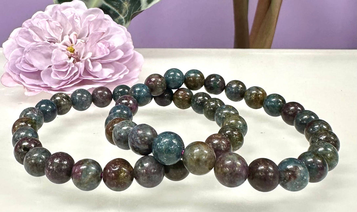 8mm Natural Ruby Kyanite Crystal Healing Stretch Bracelet