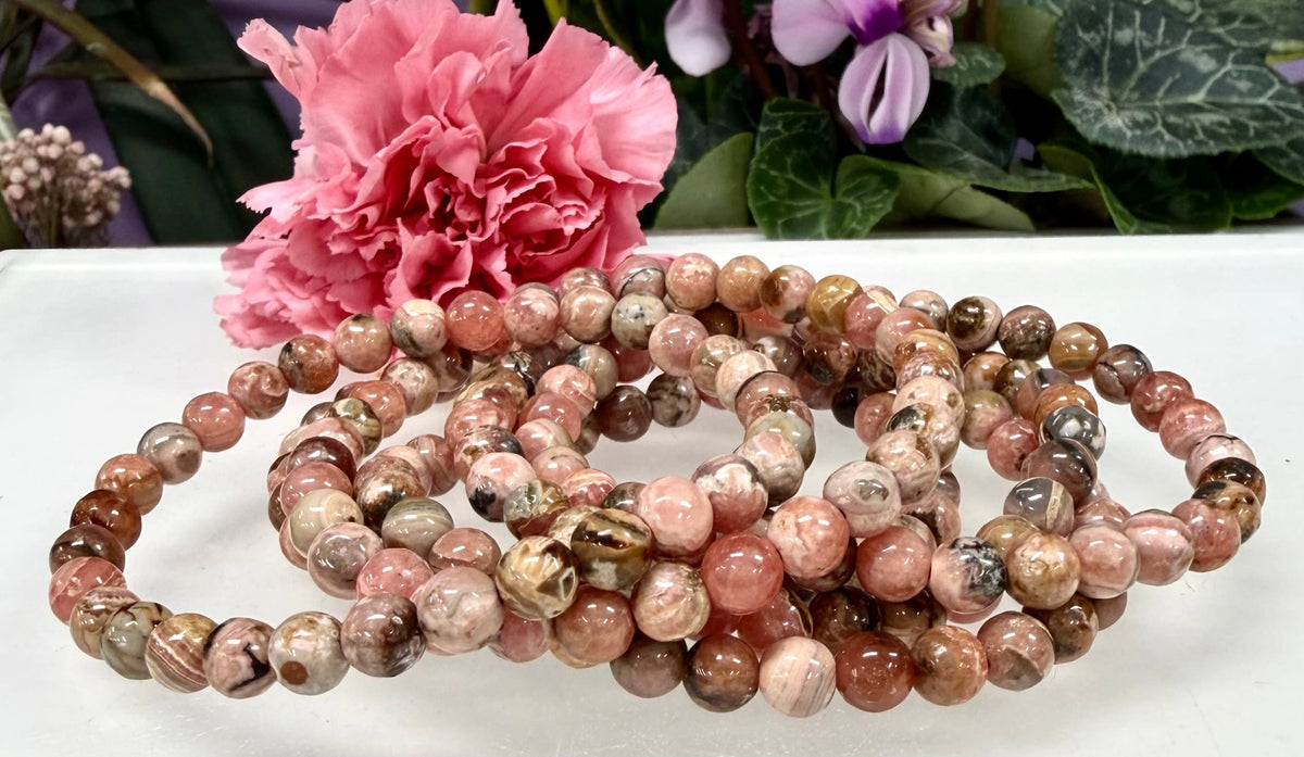 6mm Rhodochrosite Natural Crystal Healing Stretch Bracelet