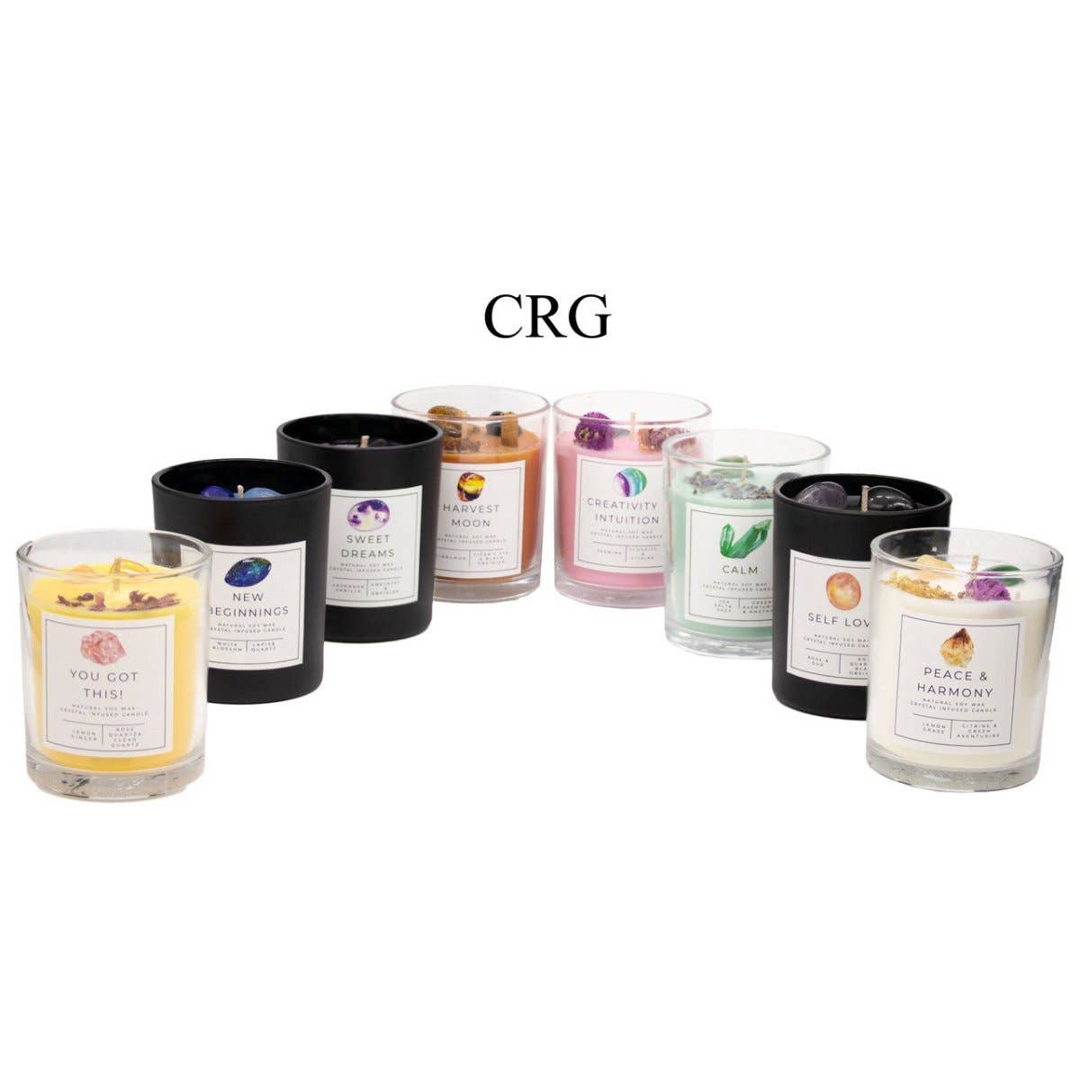 Soy Wax Candle and Crystal Gemstones 8 pc Set - Crystal Home Decor