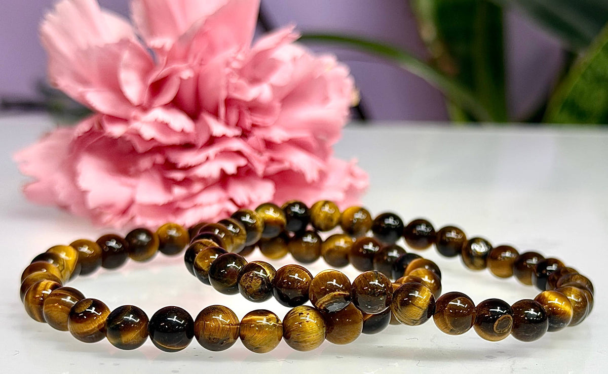 6mm Natural Tiger Eye Crystal Healing Stretch Bracelet 7.5"
