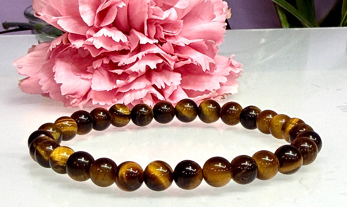 6mm Natural Tiger Eye Crystal Healing Stretch Bracelet 7.5"