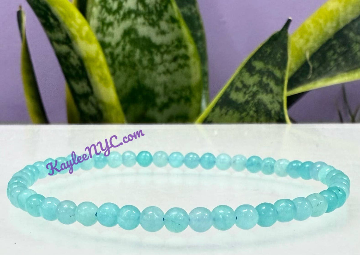 4mm Natural Amazonite Crystal Healing Stretch Bracelet 7.5"