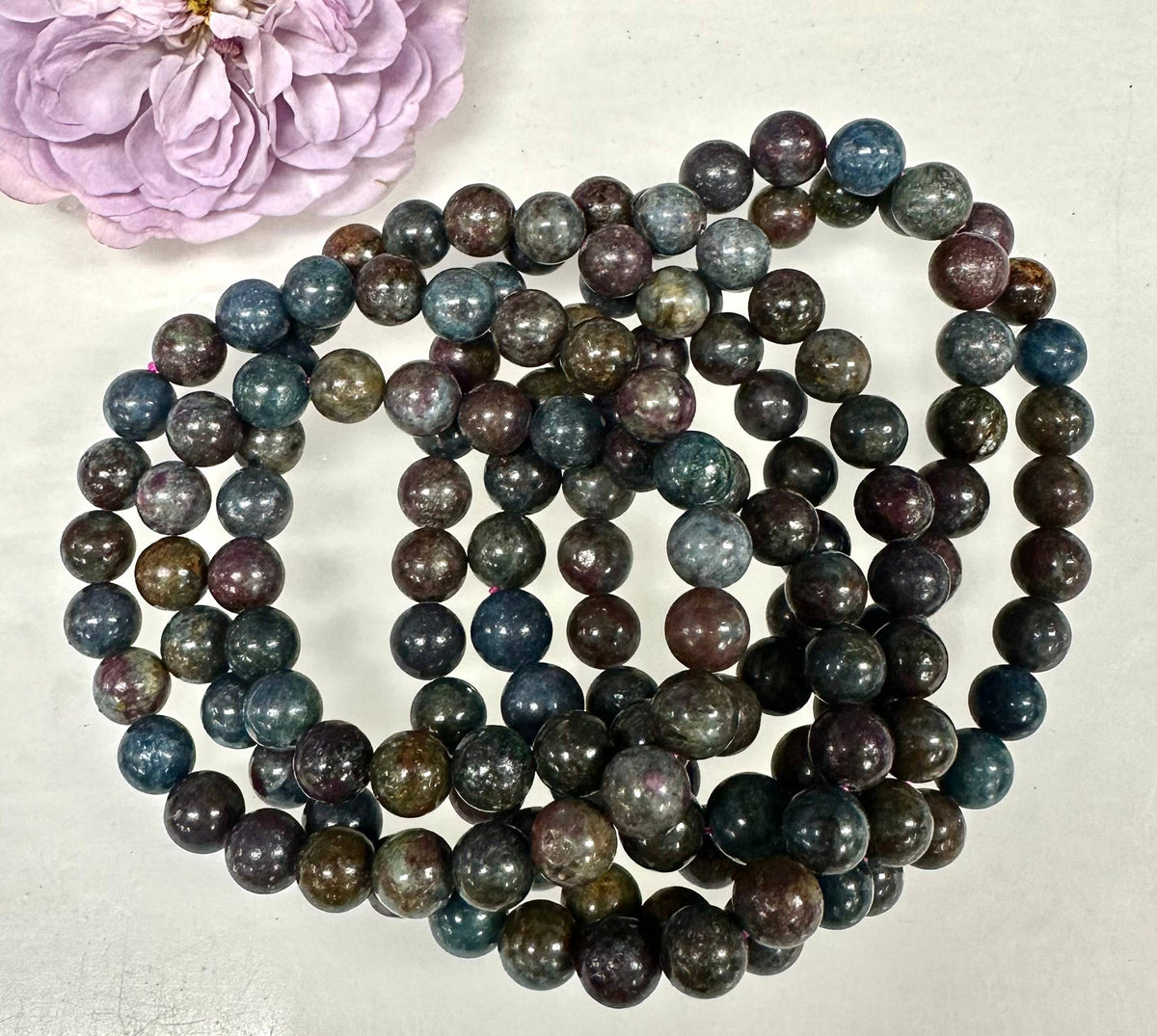8mm Natural Ruby Kyanite Crystal Healing Stretch Bracelet