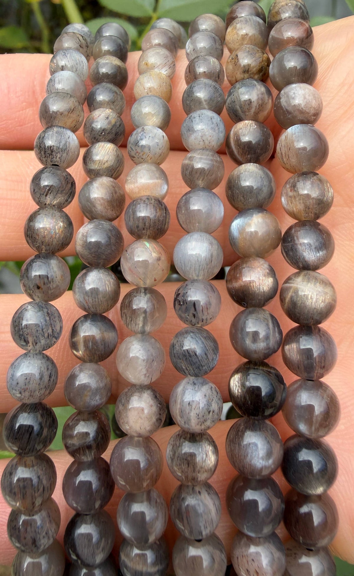 Natural Black Moonstone 5-6mm Crystal Stretch Bracelet