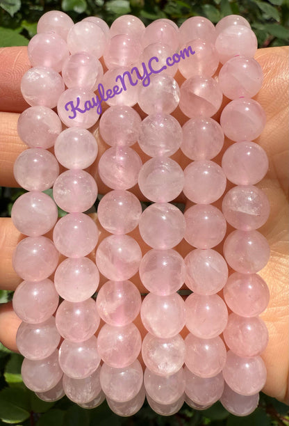 Natural Rose Quartz 8mm Crystals Healing Stretch Bracelet