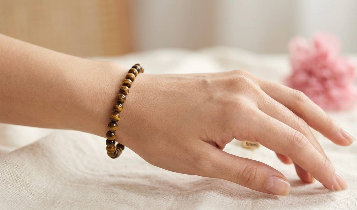 6mm Natural Tiger Eye Crystal Healing Stretch Bracelet 7.5"