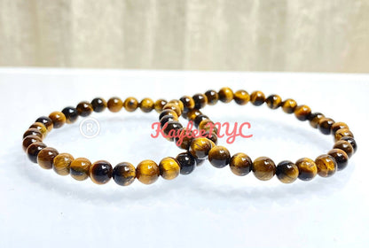 6mm Natural Tiger Eye Crystal Healing Stretch Bracelet 7.5"