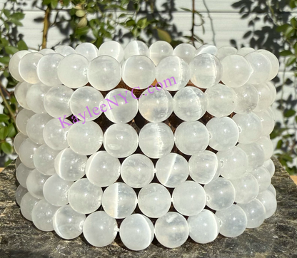 Natural Selenite 8mm Crystal Healing Stretch Bracelet 7.5"