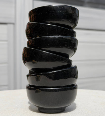 6-8 pcs Natural Black Obsidian Bowls Crystal Healing Energy