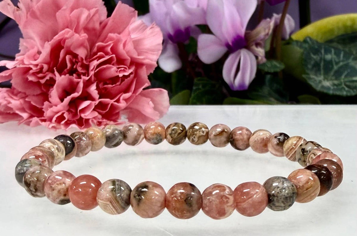 6mm Rhodochrosite Natural Crystal Healing Stretch Bracelet