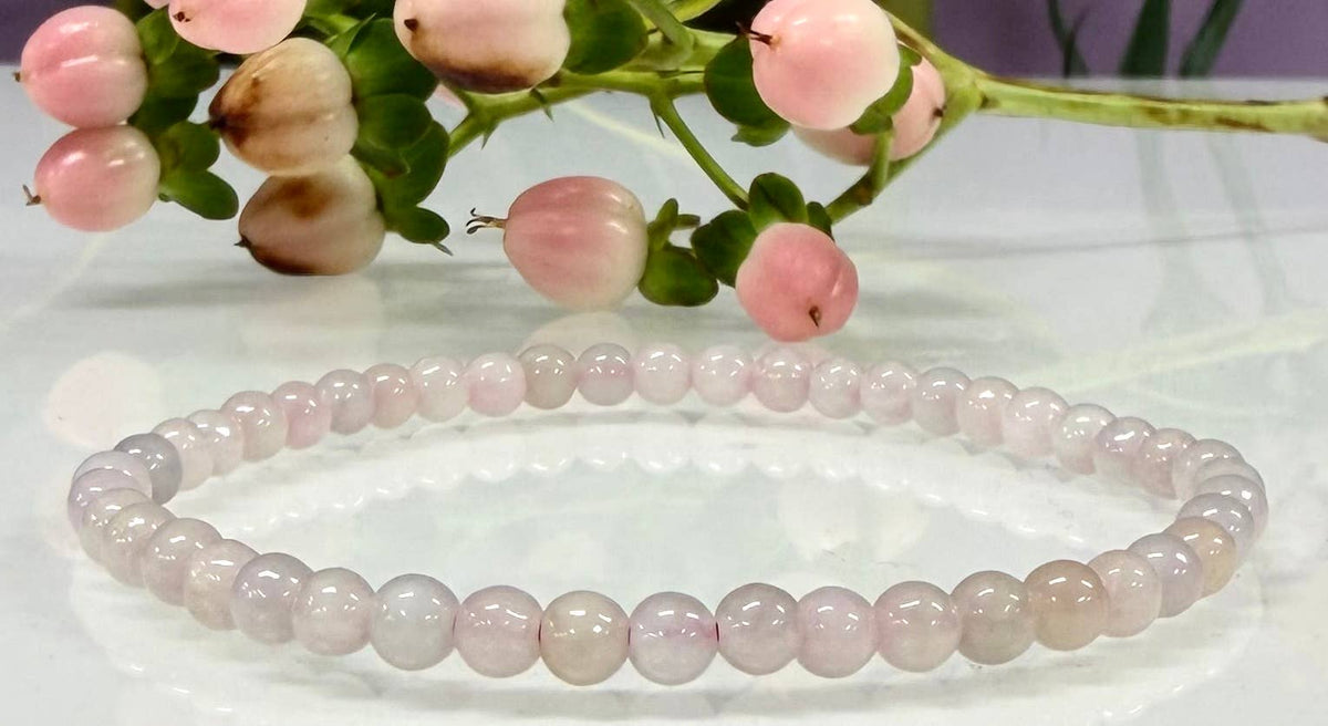 Natural Pink Jade Jadeite 4mm Crystal Stretch Bracelet 7.5"
