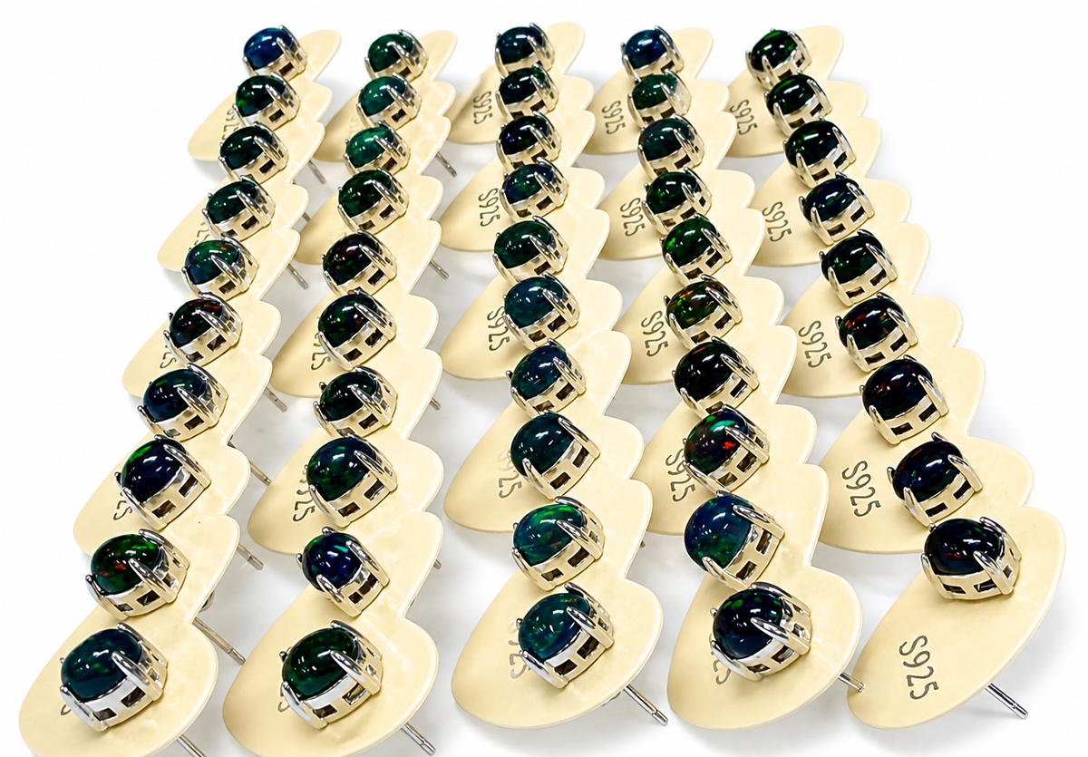 Black Opal Stud Earring 5x7mm