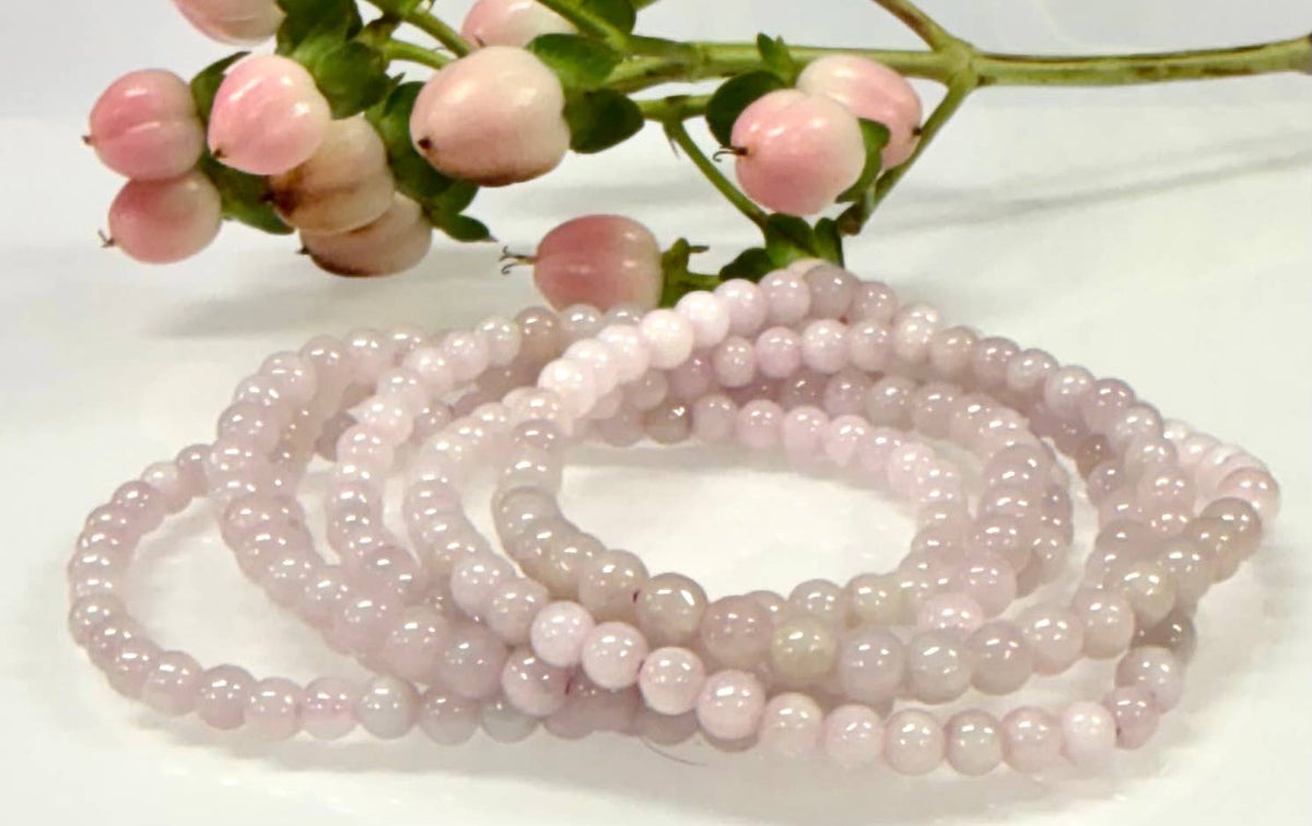 Natural Pink Jade Jadeite 4mm Crystal Stretch Bracelet 7.5"