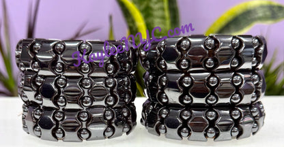 7.5” Natural Hematite Stretch Crystals Bracelet 15mm
