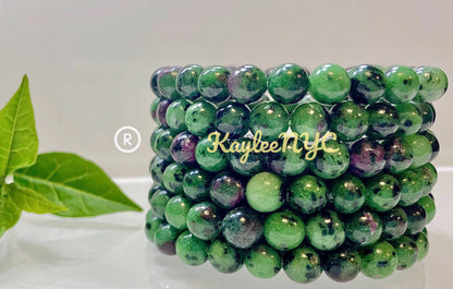 Natural Ruby Zoisite 8mm Crystal Healing Stretch Bracelet