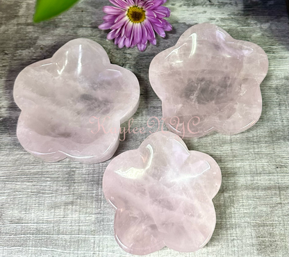 3-4 pcs Natural Rose Quartz Flower Bowls
