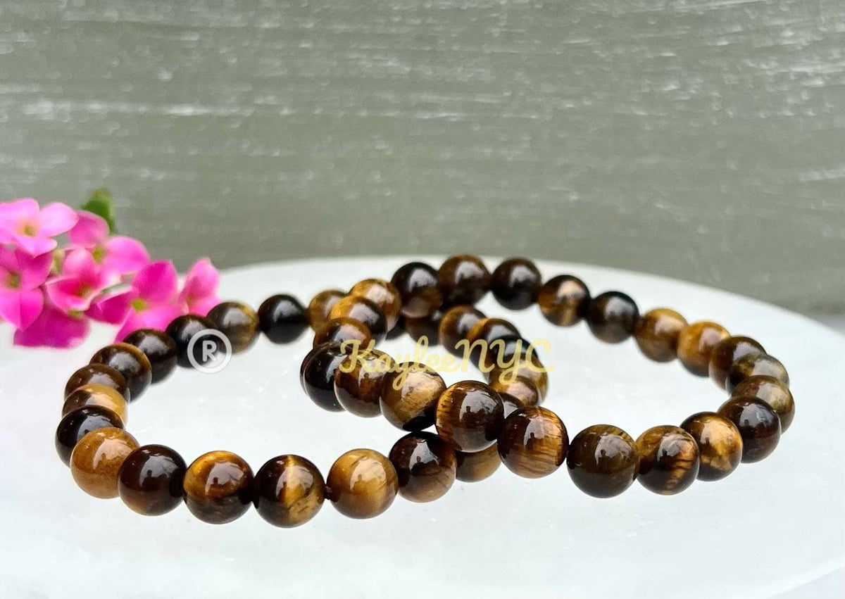 Natural Tiger Eye 8mm 7.5” Crystal Healing Stretch Bracelet