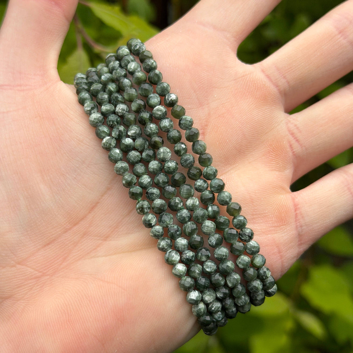 Wholesale 6 Pcs 4mm Seraphinite Faceted Natural Crystal 7.5"