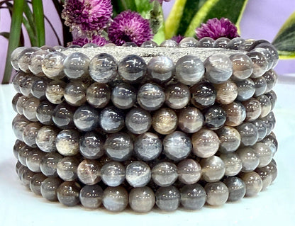 Natural Black Moonstone 5-6mm Crystal Stretch Bracelet