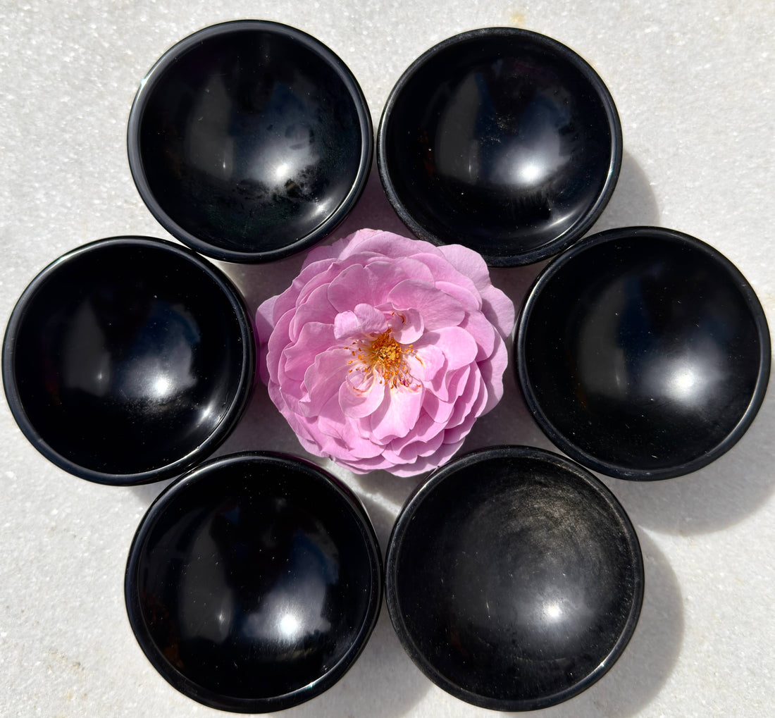 6-8 pcs Natural Black Obsidian Bowls Crystal Healing Energy