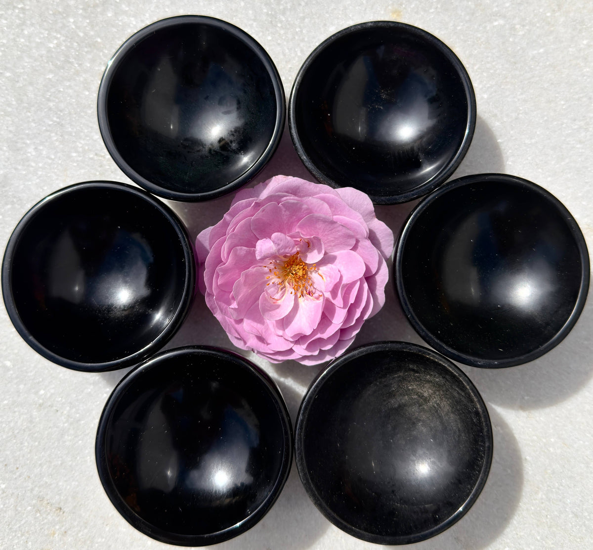 6-8 pcs Natural Black Obsidian Bowls Crystal Healing Energy