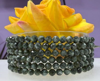 Wholesale 6 Pcs 4mm Seraphinite Faceted Natural Crystal 7.5"