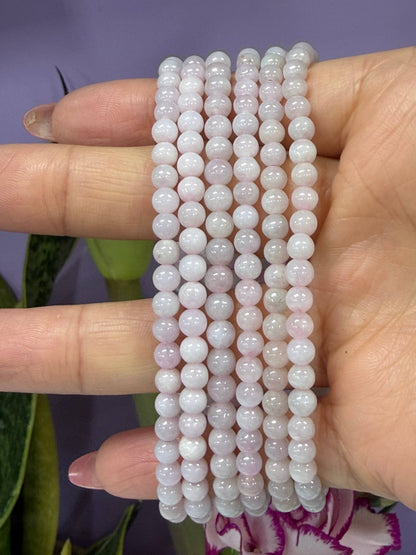 Natural Pink Jade Jadeite 4mm Crystal Stretch Bracelet 7.5"