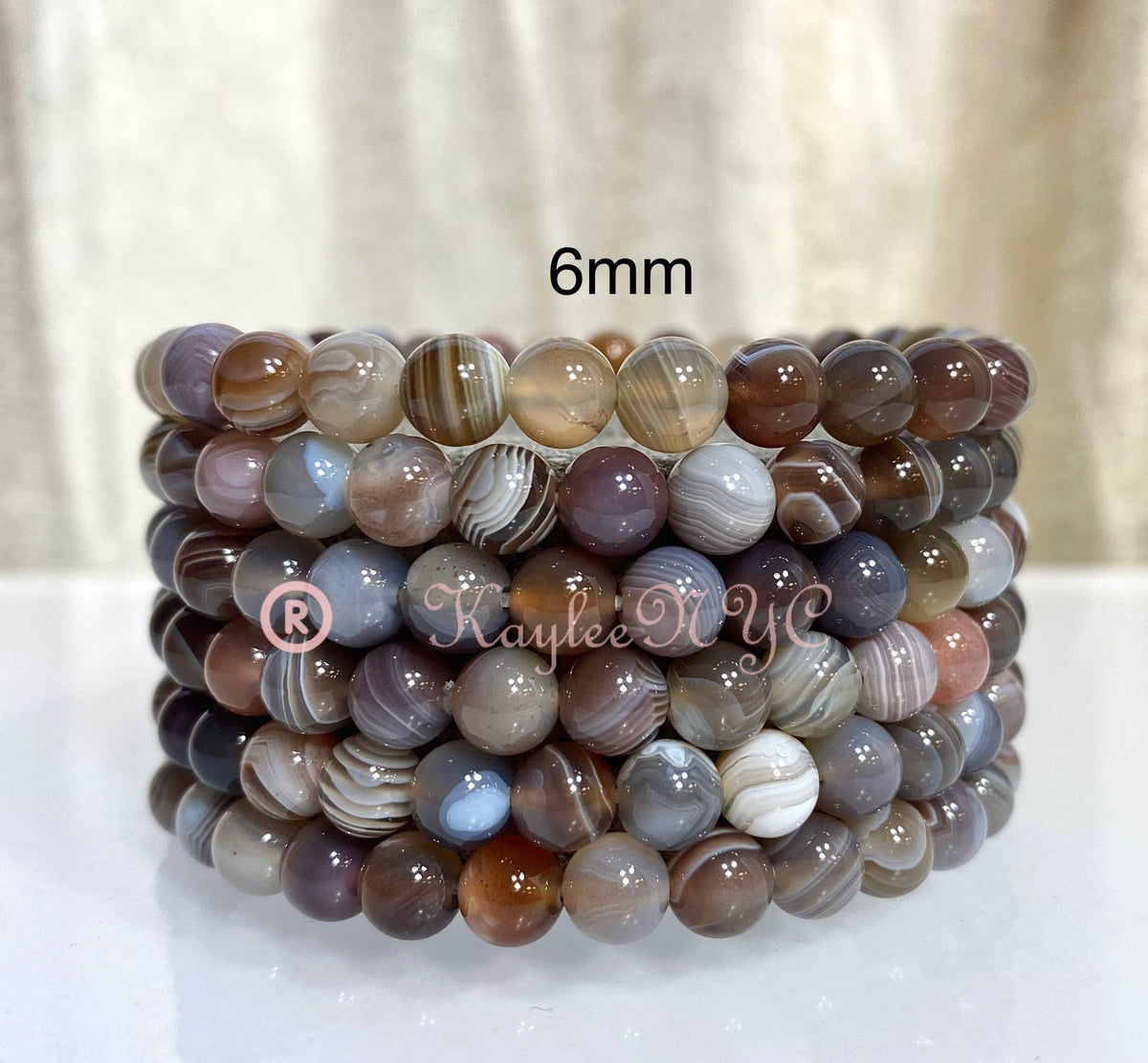 Natural Botswana Agate 6mm Crystal Healing Stretch Bracelets