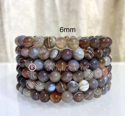 Natural Botswana Agate 6mm Crystal Healing Stretch Bracelets