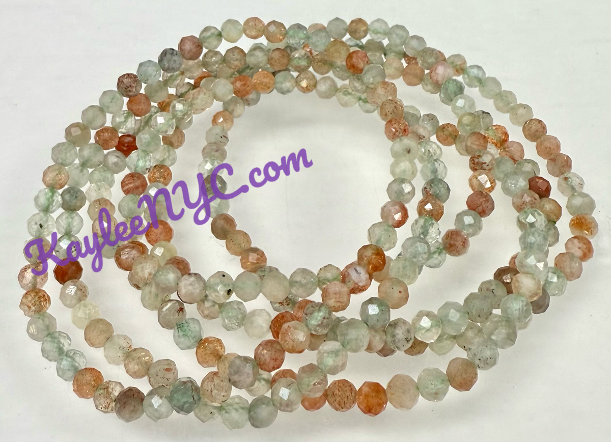4mm Faceted Natural Arusha Sunstone Stretch Bracelets 7.5"