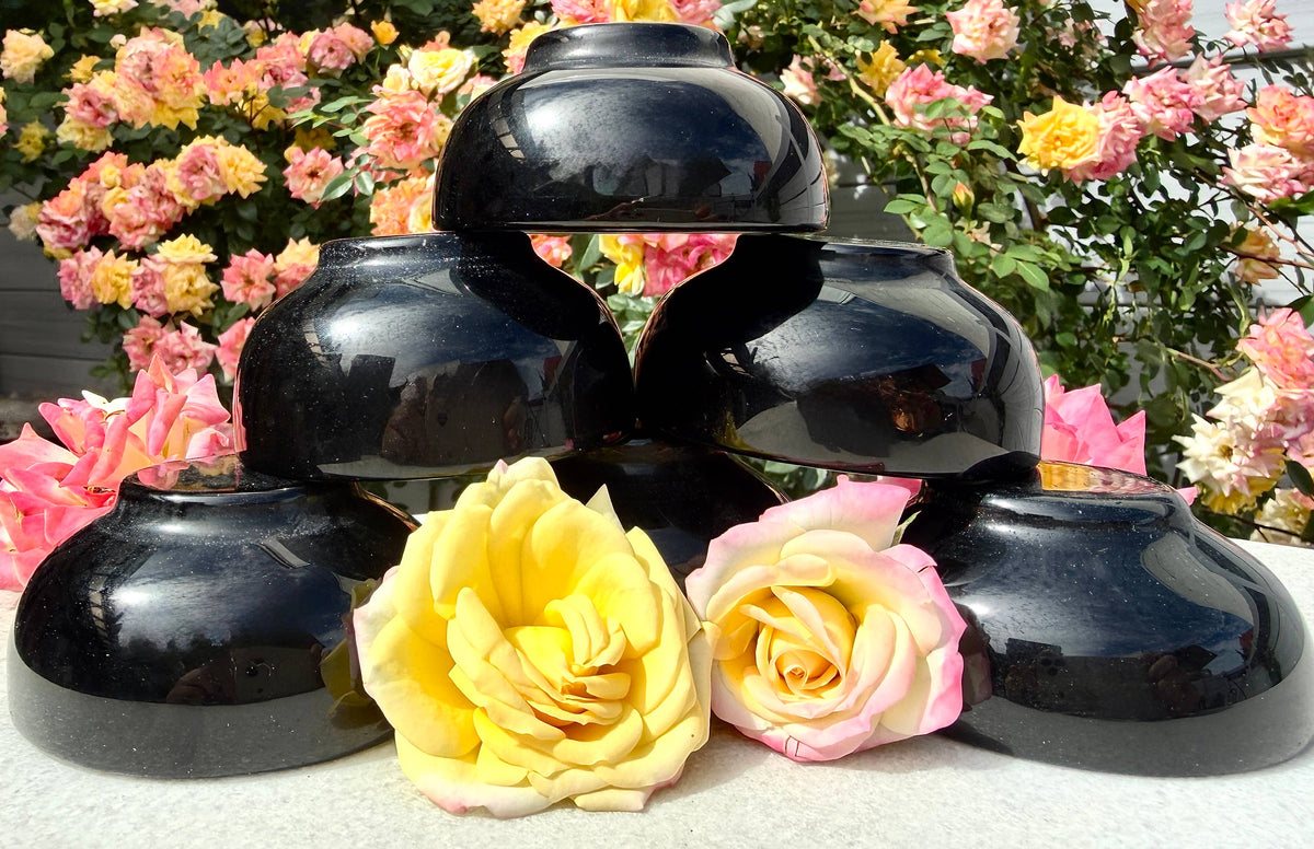 6-8 pcs Natural Black Obsidian Bowls Crystal Healing Energy