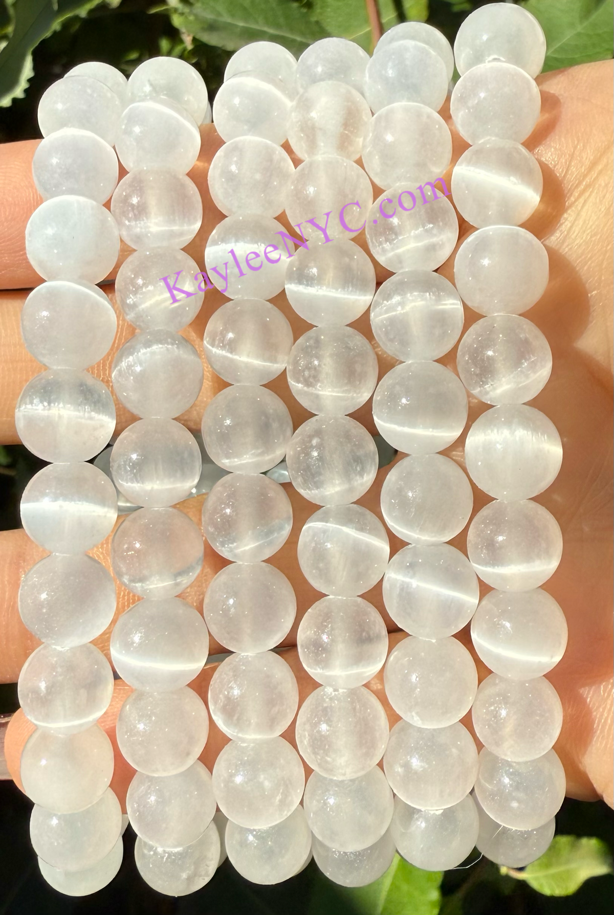 Natural Selenite 8mm Crystal Healing Stretch Bracelet 7.5"