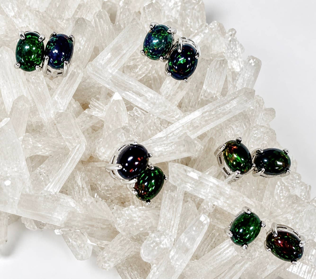 Black Opal Stud Earring 5x7mm