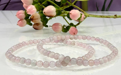 Natural Pink Jade Jadeite 4mm Crystal Stretch Bracelet 7.5"