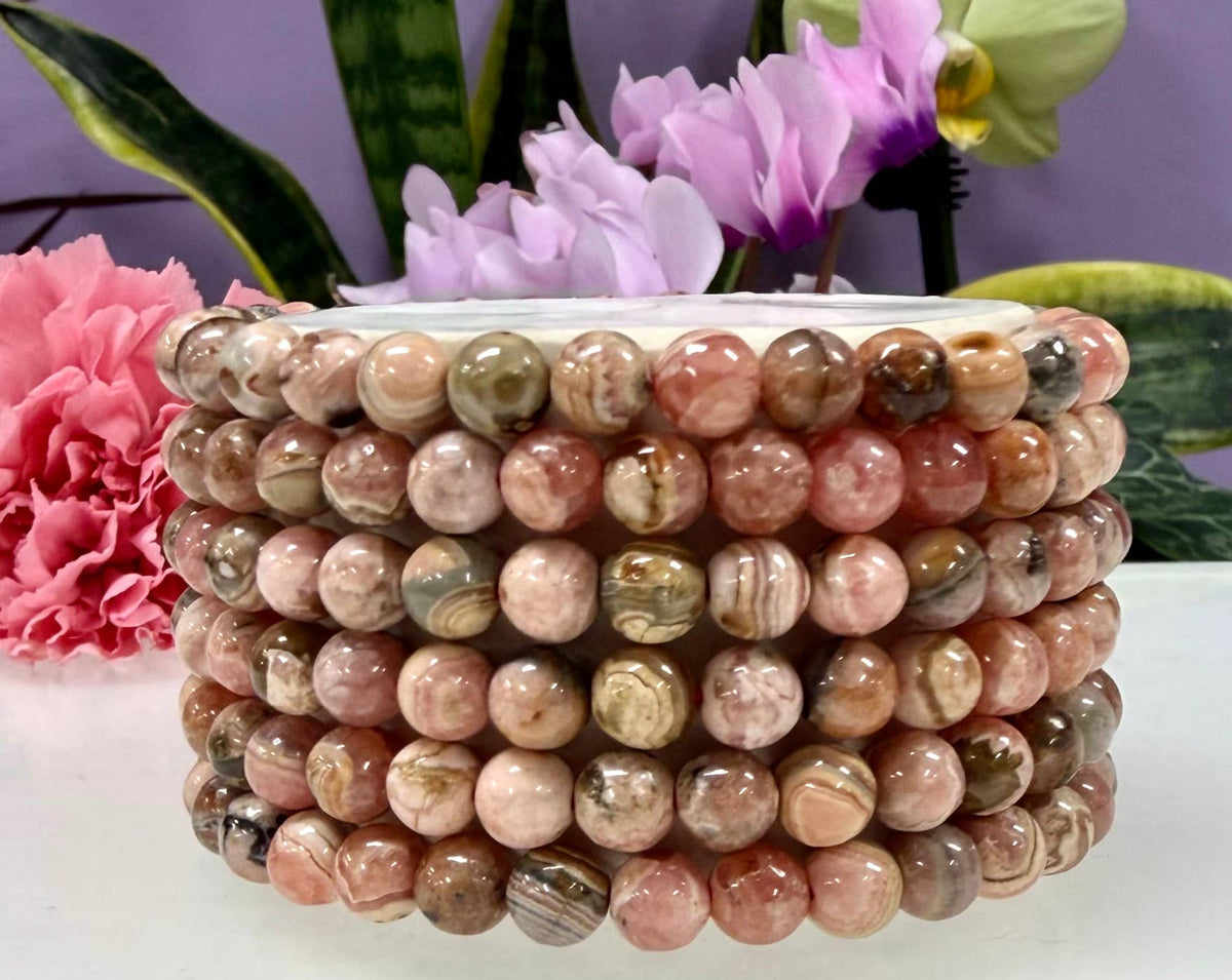 6mm Rhodochrosite Natural Crystal Healing Stretch Bracelet