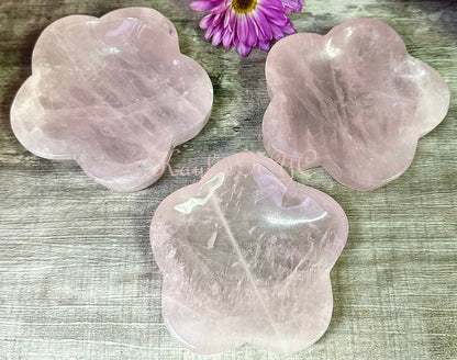 3-4 pcs Natural Rose Quartz Flower Bowls