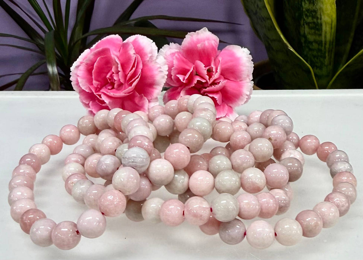 Natural Pink Opal 8mm Crystal Healing Stretch Bracelet 7.5"