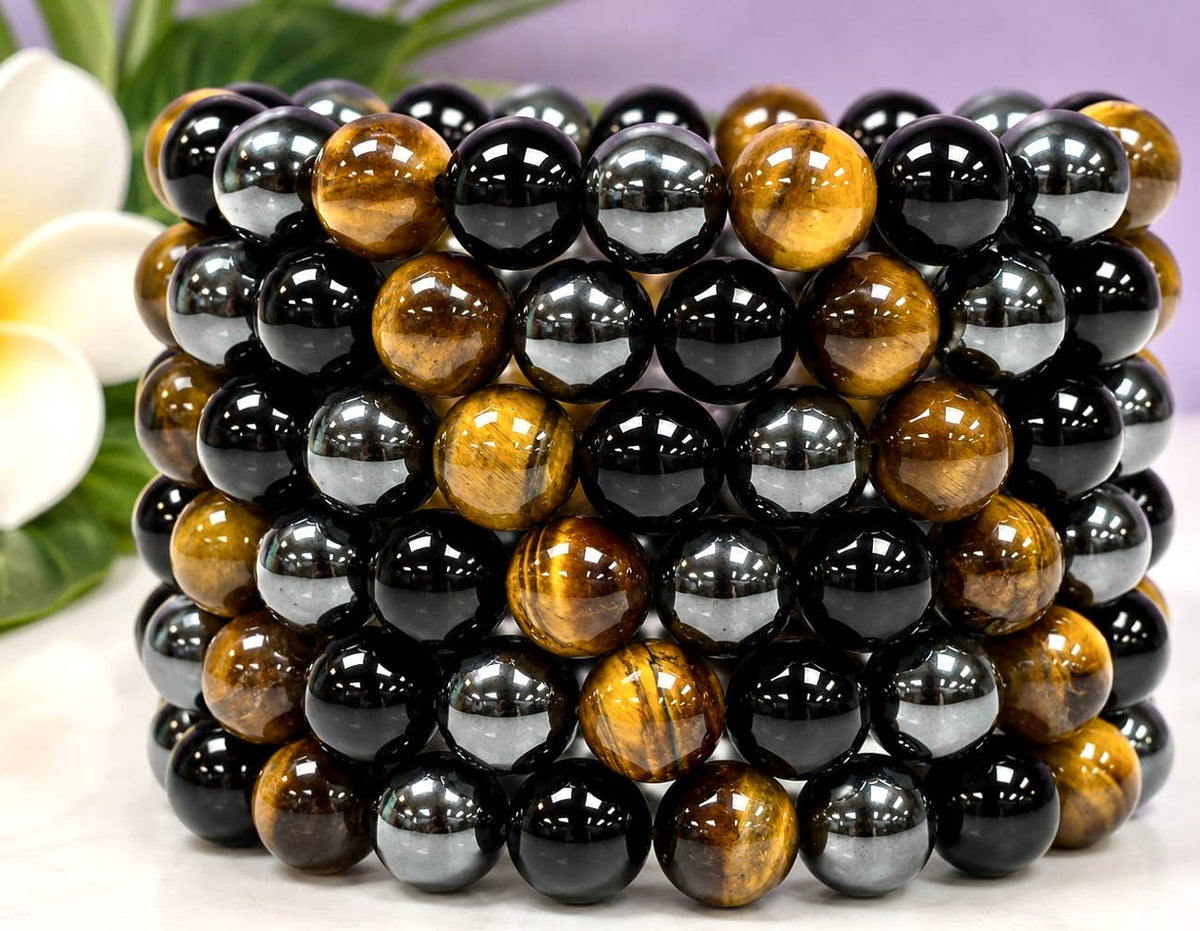 10mm Protection Natural Crystal Healing Stretch Bracelets 8"