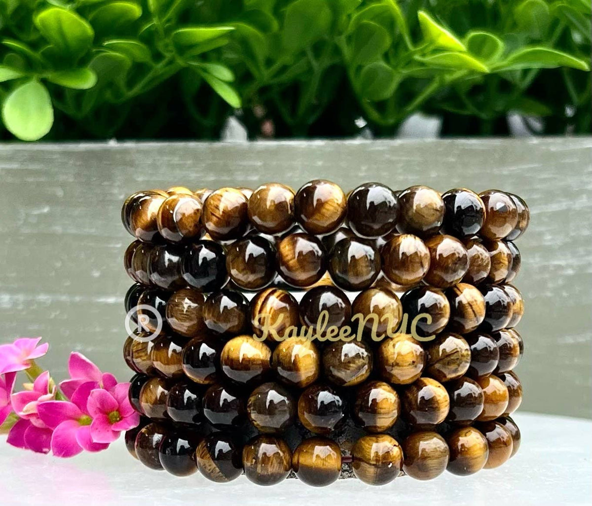 Natural Tiger Eye 8mm 7.5” Crystal Healing Stretch Bracelet