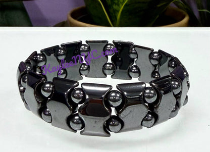 7.5” Natural Hematite Stretch Crystals Bracelet 15mm