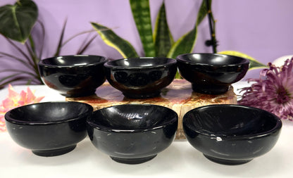 6-8 pcs Natural Black Obsidian Bowls Crystal Healing Energy