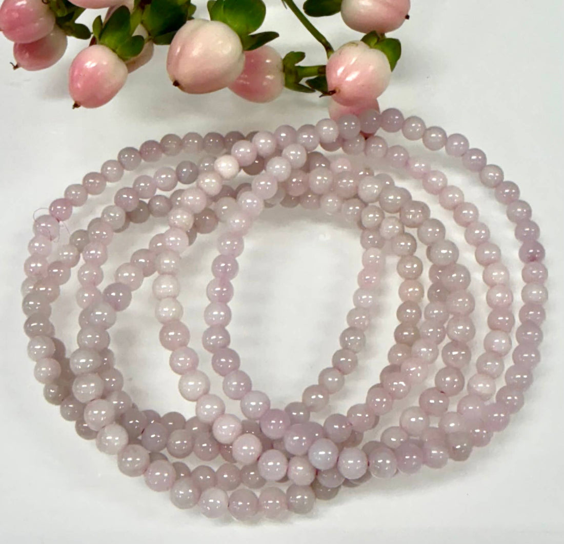Natural Pink Jade Jadeite 4mm Crystal Stretch Bracelet 7.5"