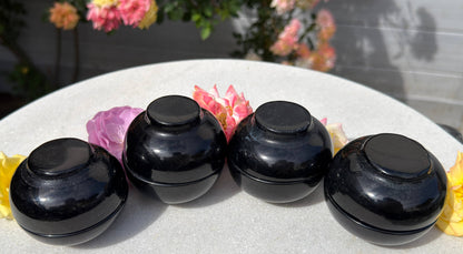 6-8 pcs Natural Black Obsidian Bowls Crystal Healing Energy