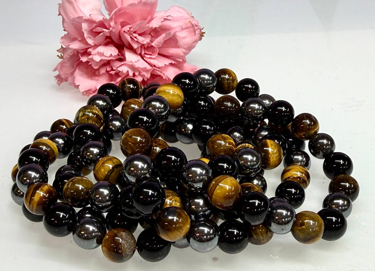 10mm Protection Natural Crystal Healing Stretch Bracelets 8"