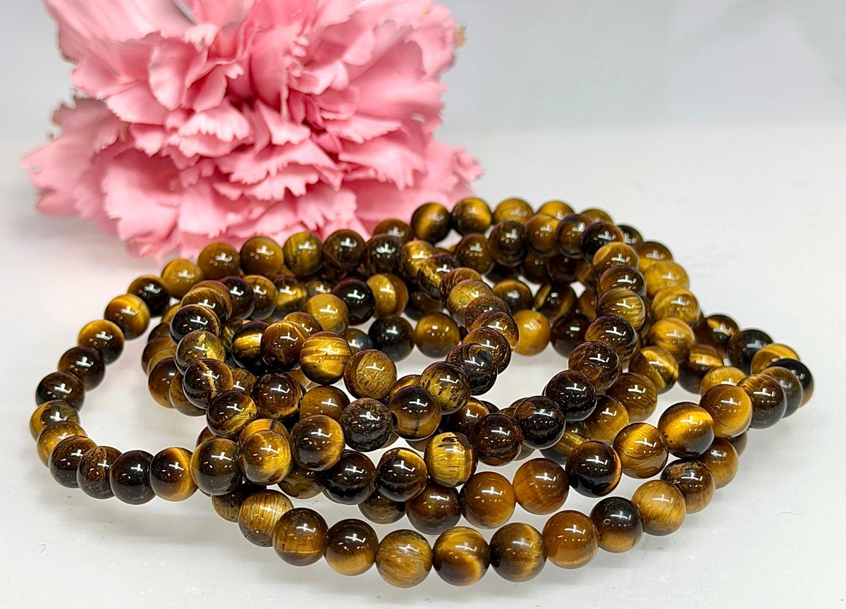 6mm Natural Tiger Eye Crystal Healing Stretch Bracelet 7.5"