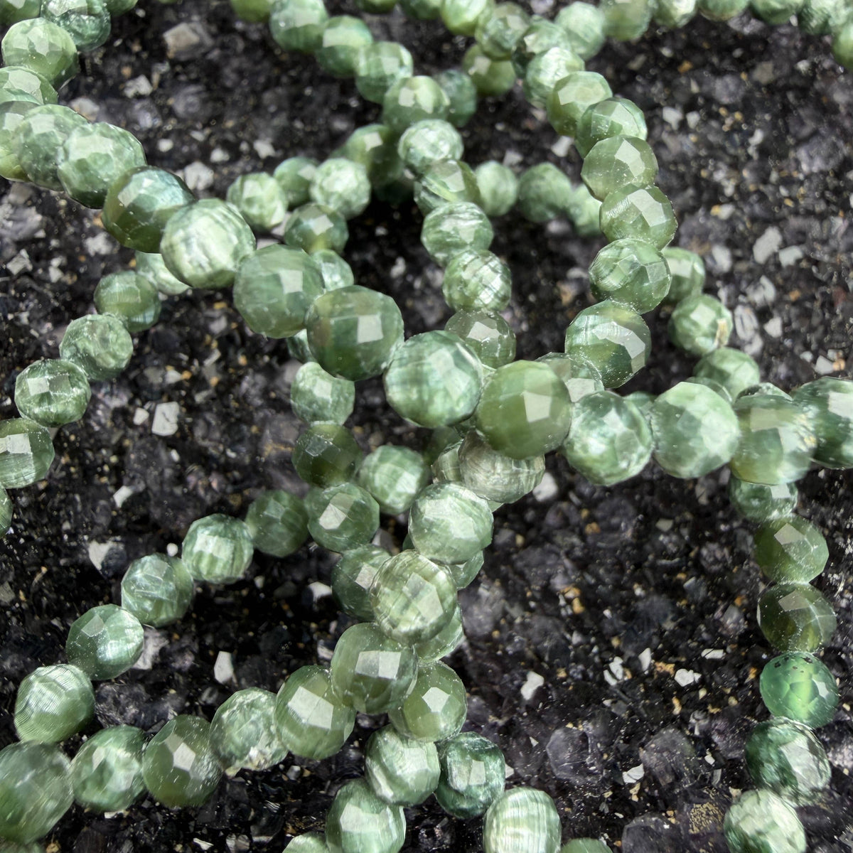 Wholesale 6 Pcs 4mm Seraphinite Faceted Natural Crystal 7.5"